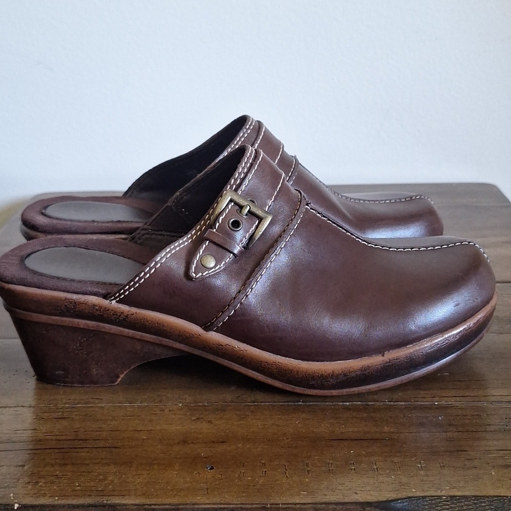 Vintage Nickels Brown Leather Clogs Mules Comfort Shoes Size 8.5 - Picture 7 of 11